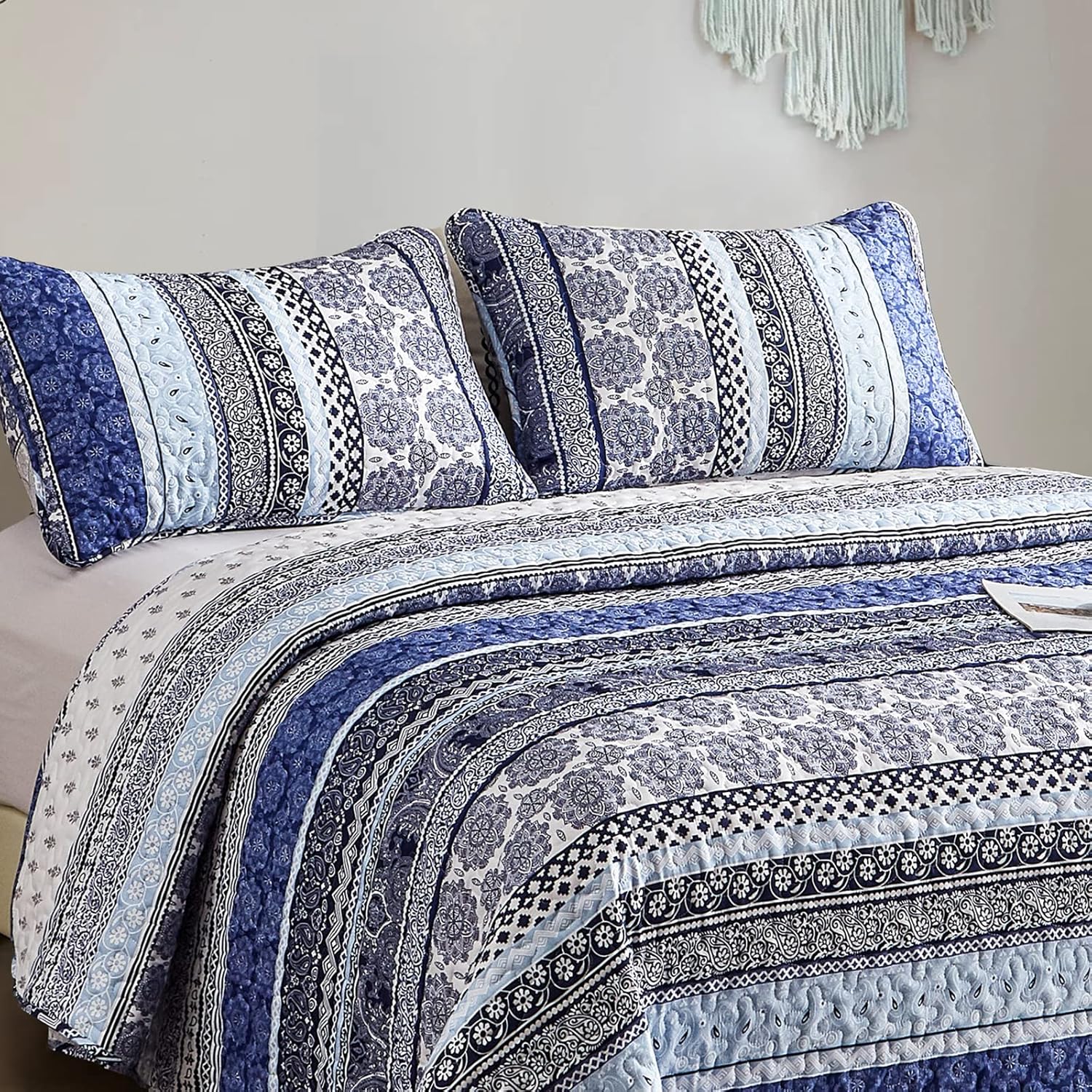 WONGS BEDDING Boho Quilt Set Queen Size 1