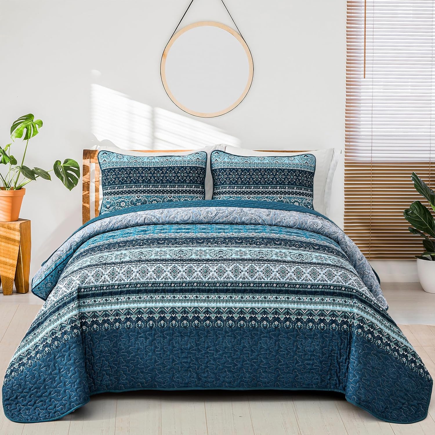 WONGS BEDDING Boho Quilt Set Cal King
