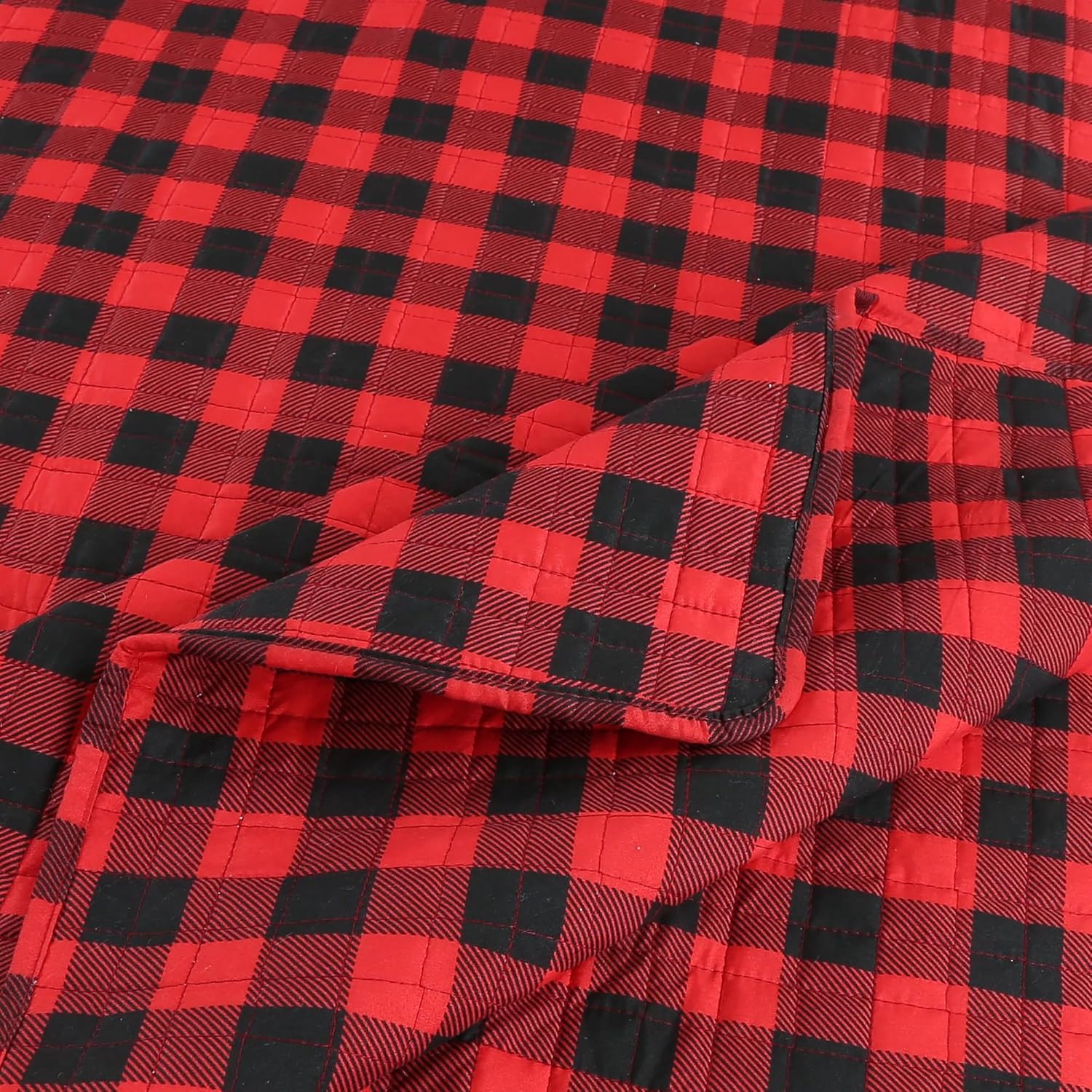 MarCielo 3 Piece Christmas Quilt Set Buffalo Red Queen