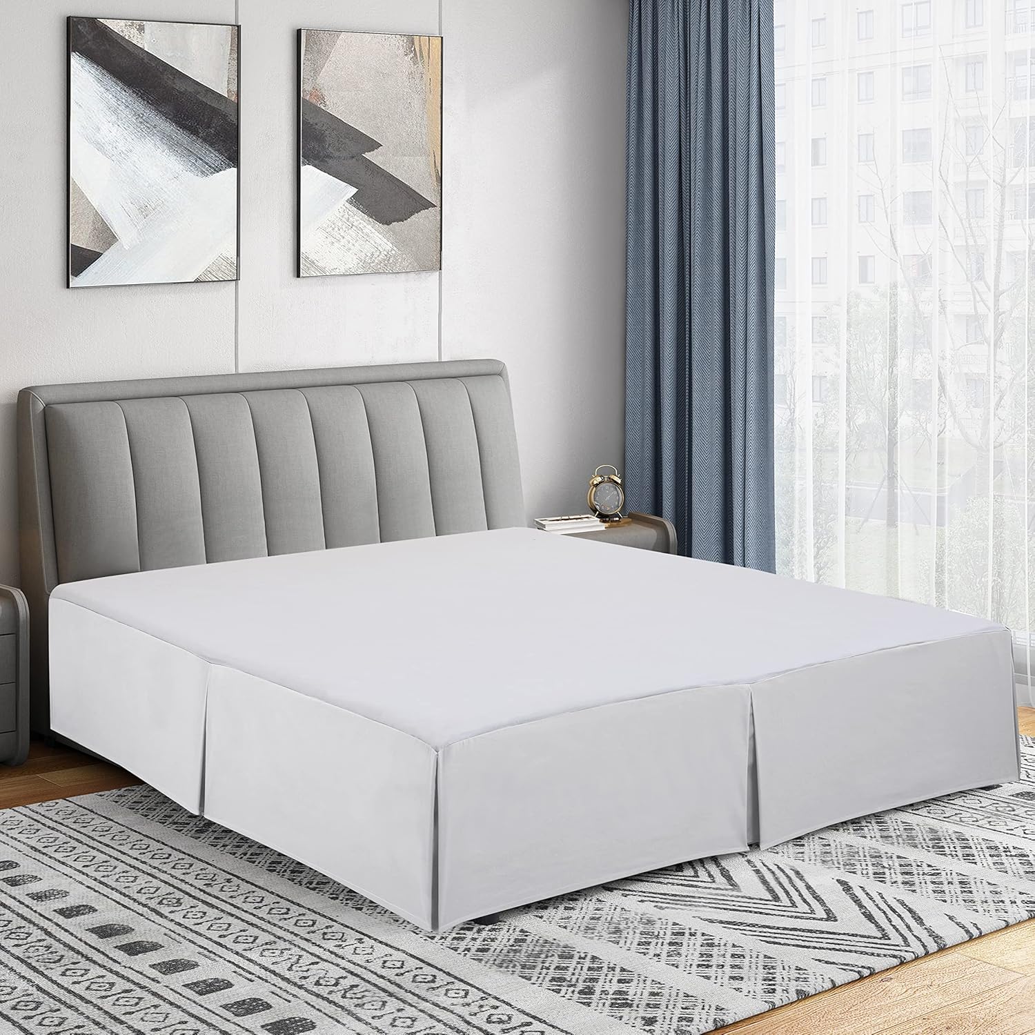 Cathay Home Double Brushed Microfiber Pleated Bed Skirt - White Twin Size