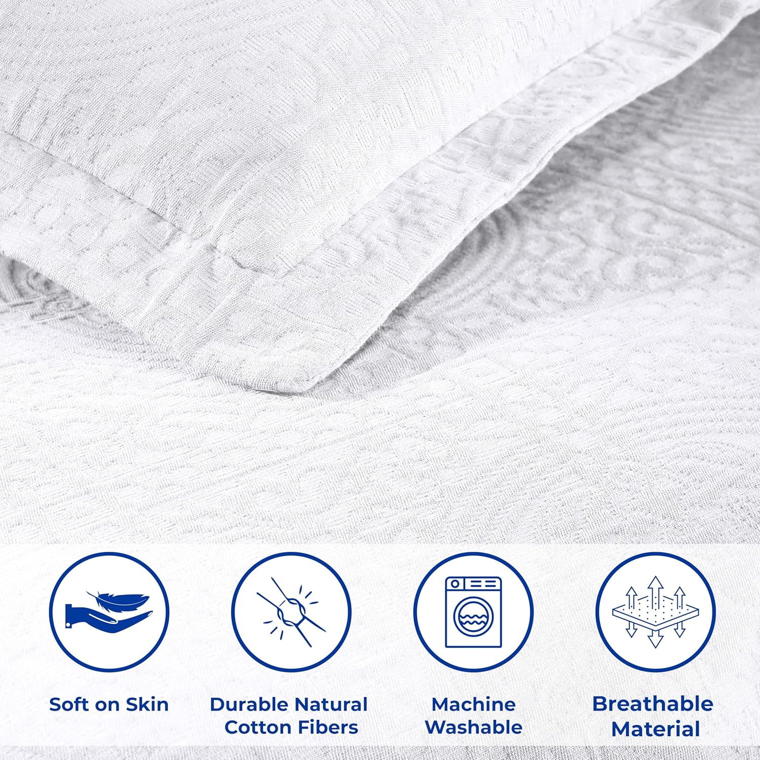 Superior Cotton Fleur De Lis Bedspread Set Full White 1