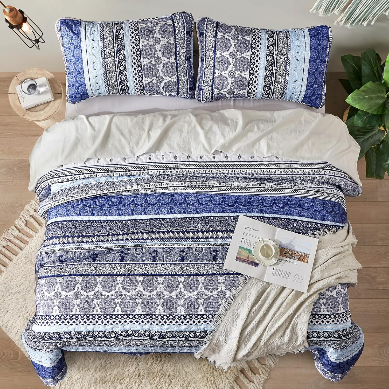 WONGS BEDDING Boho Quilt Set Queen Size 1