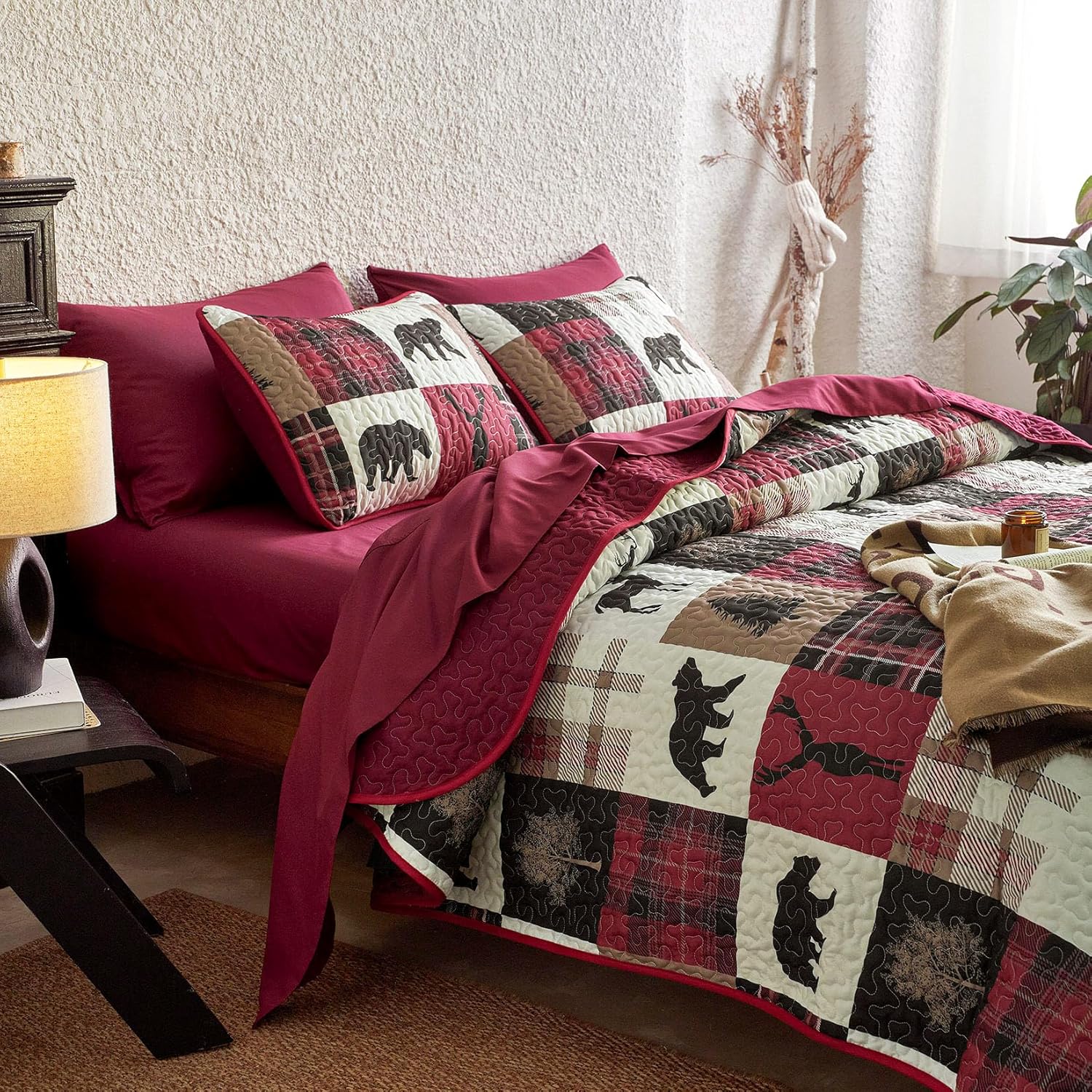 Wake In Cloud Rustic Quilt Set QueenFull 3 Pieces