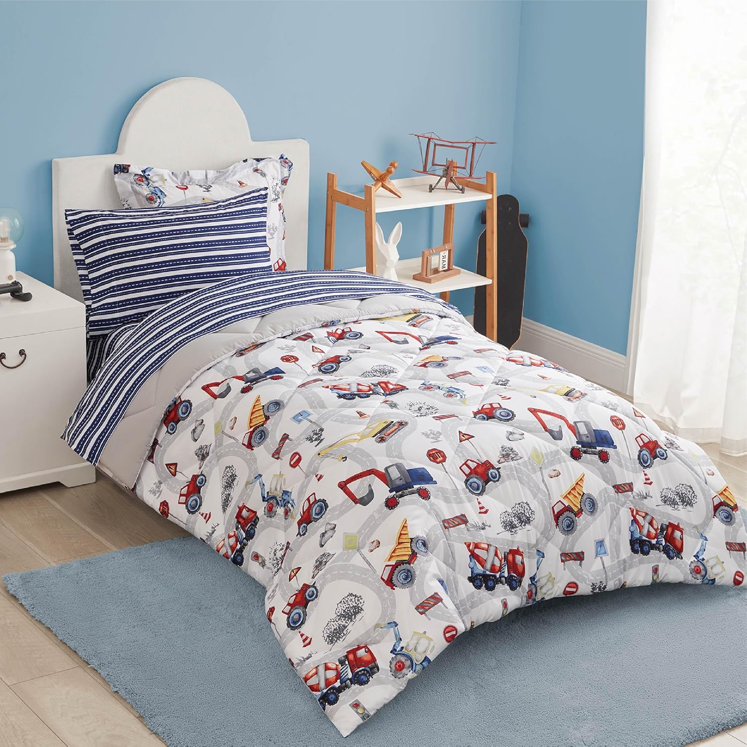 Truck Twin Comforter Set for Boys 5 Piece