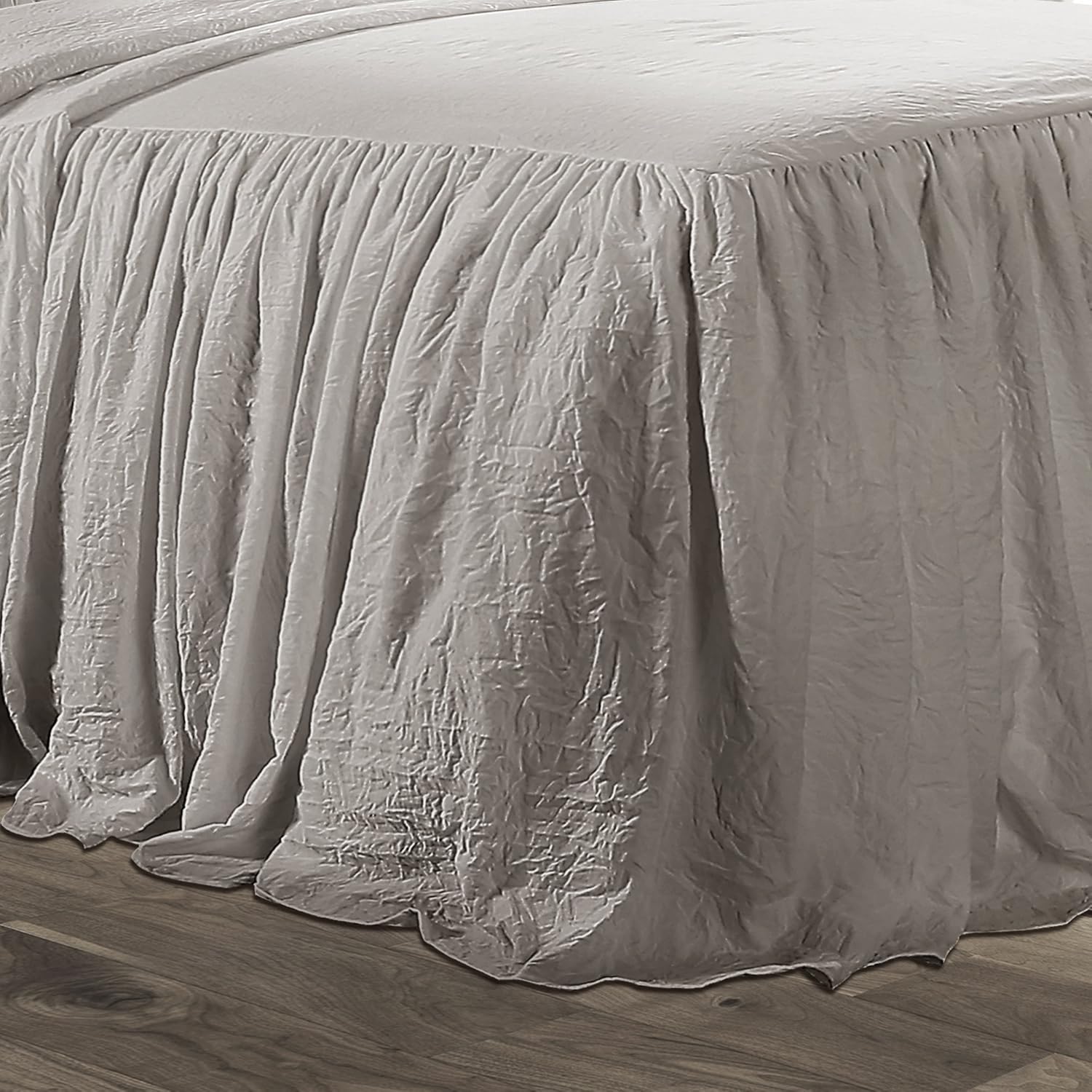 Lush Decor Ruffle Skirt Bedspread Set - 3-Piece King Grey