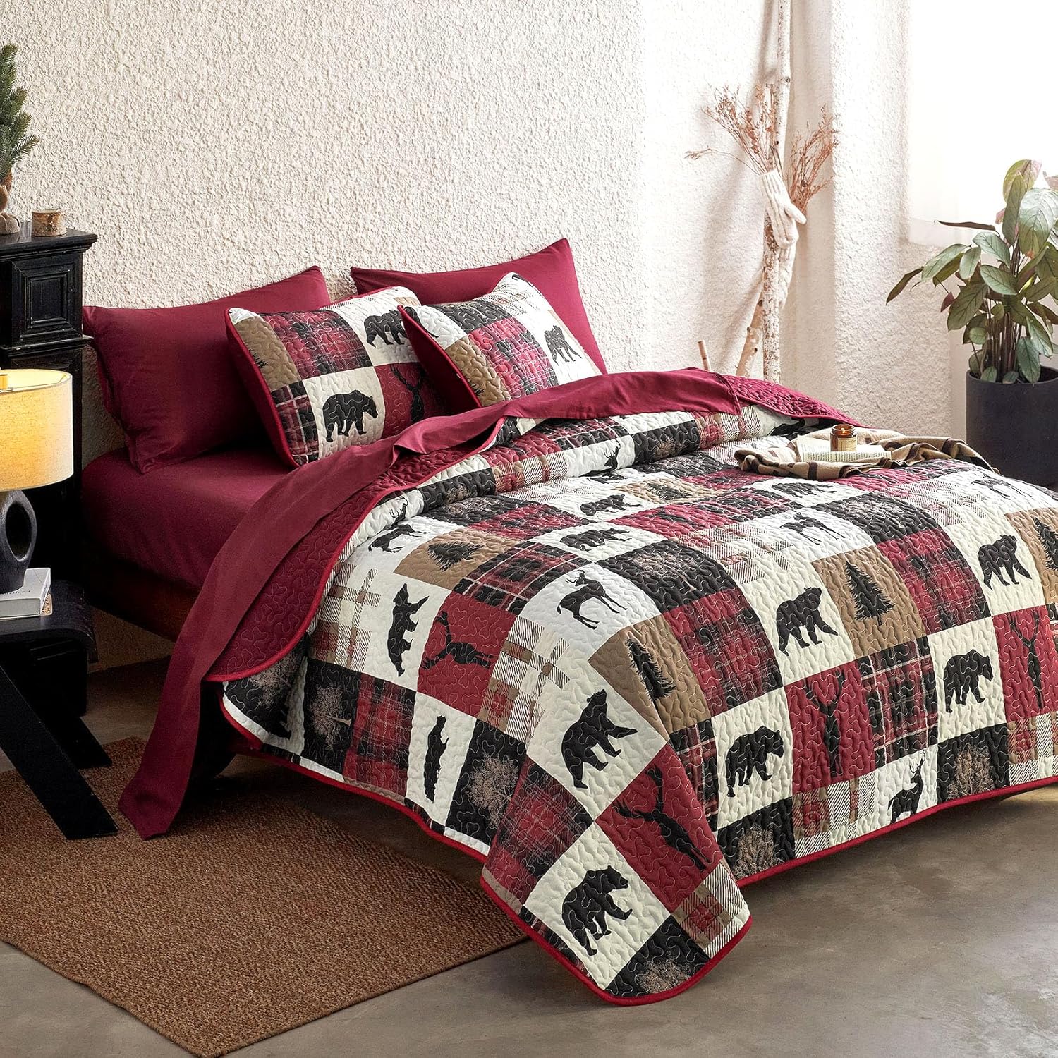 Wake In Cloud Rustic Quilt Set QueenFull 3 Pieces