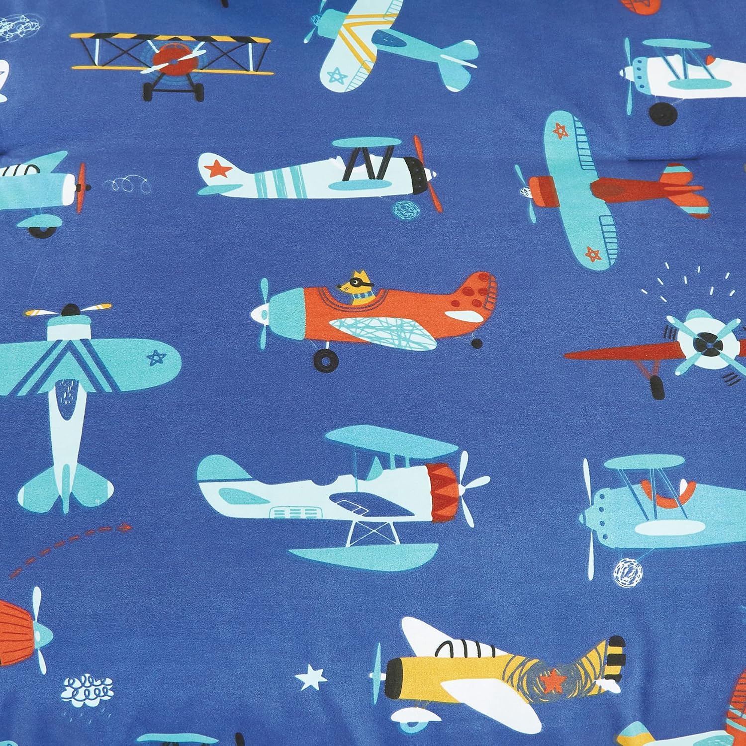 Blue Airplane Print Comforter Set Twin Size