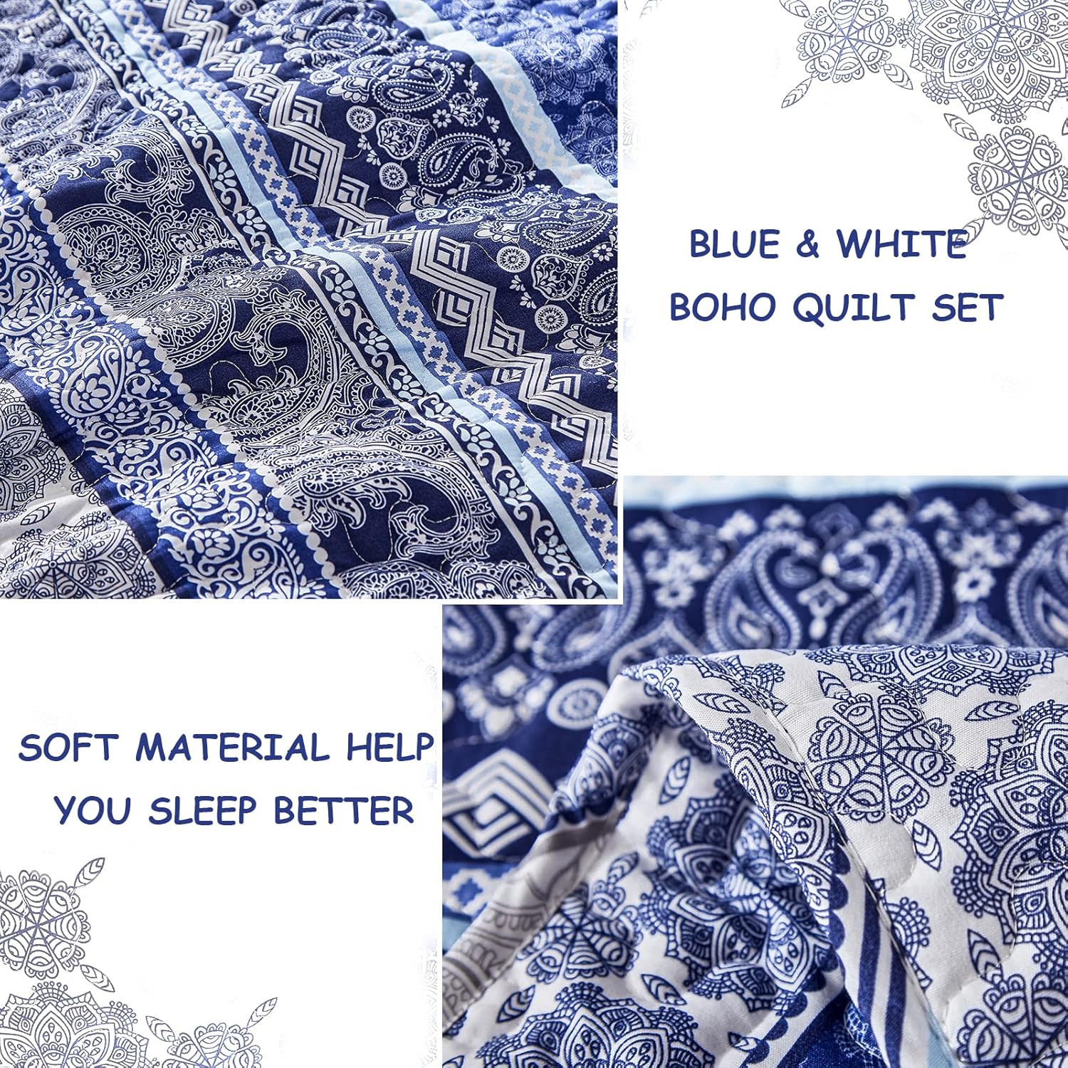 WONGS BEDDING Boho Quilt Set Queen Size 1