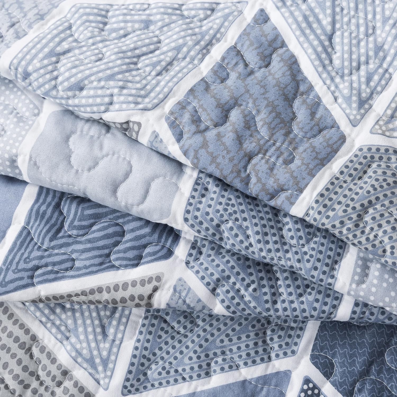 SLPR Blue Gray Chevron Quilt Set Twin