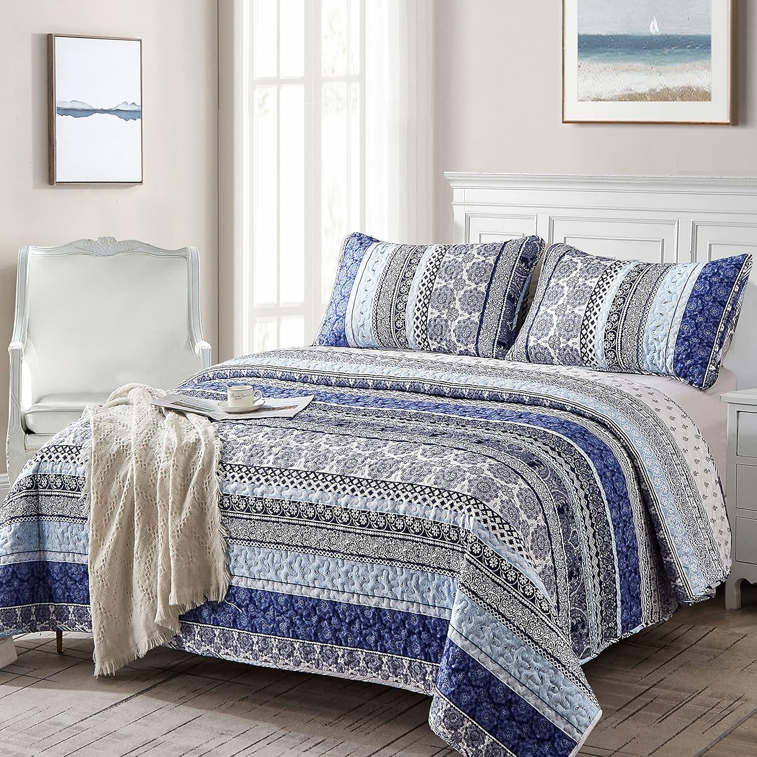 WONGS BEDDING Boho Quilt Set Queen Size 1