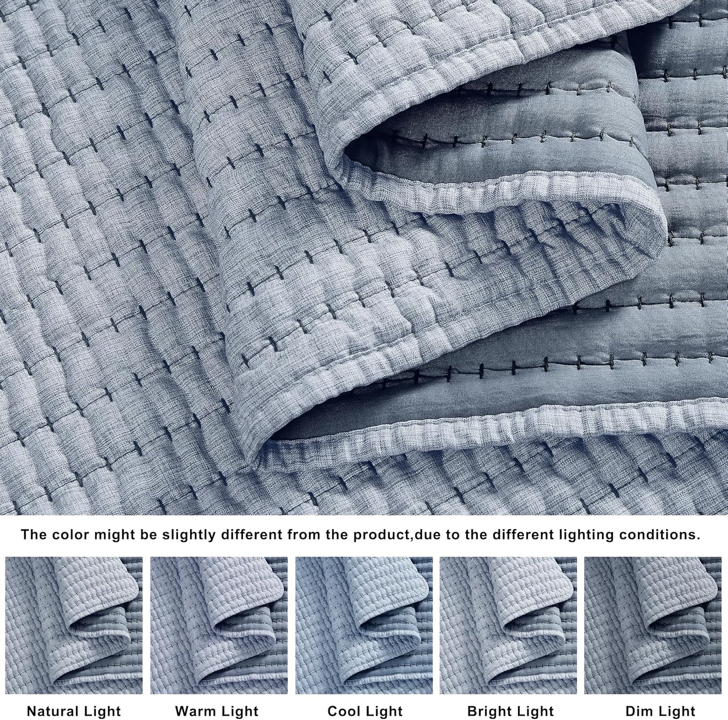 WDCOZY Chambray Pick Stitch Twin Quilt Set 1
