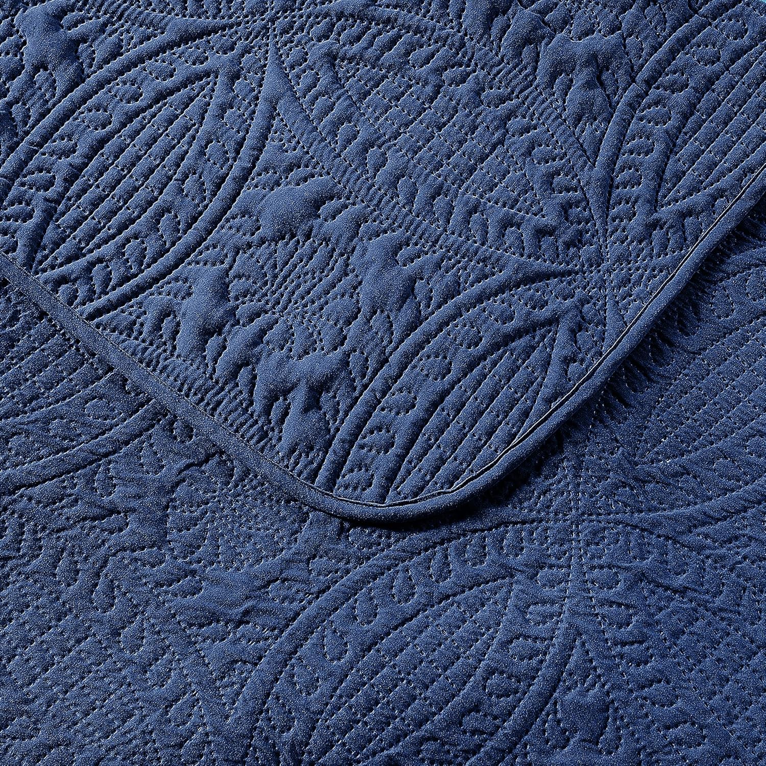 Pure Bedding Quilt Set Navy FullQueen