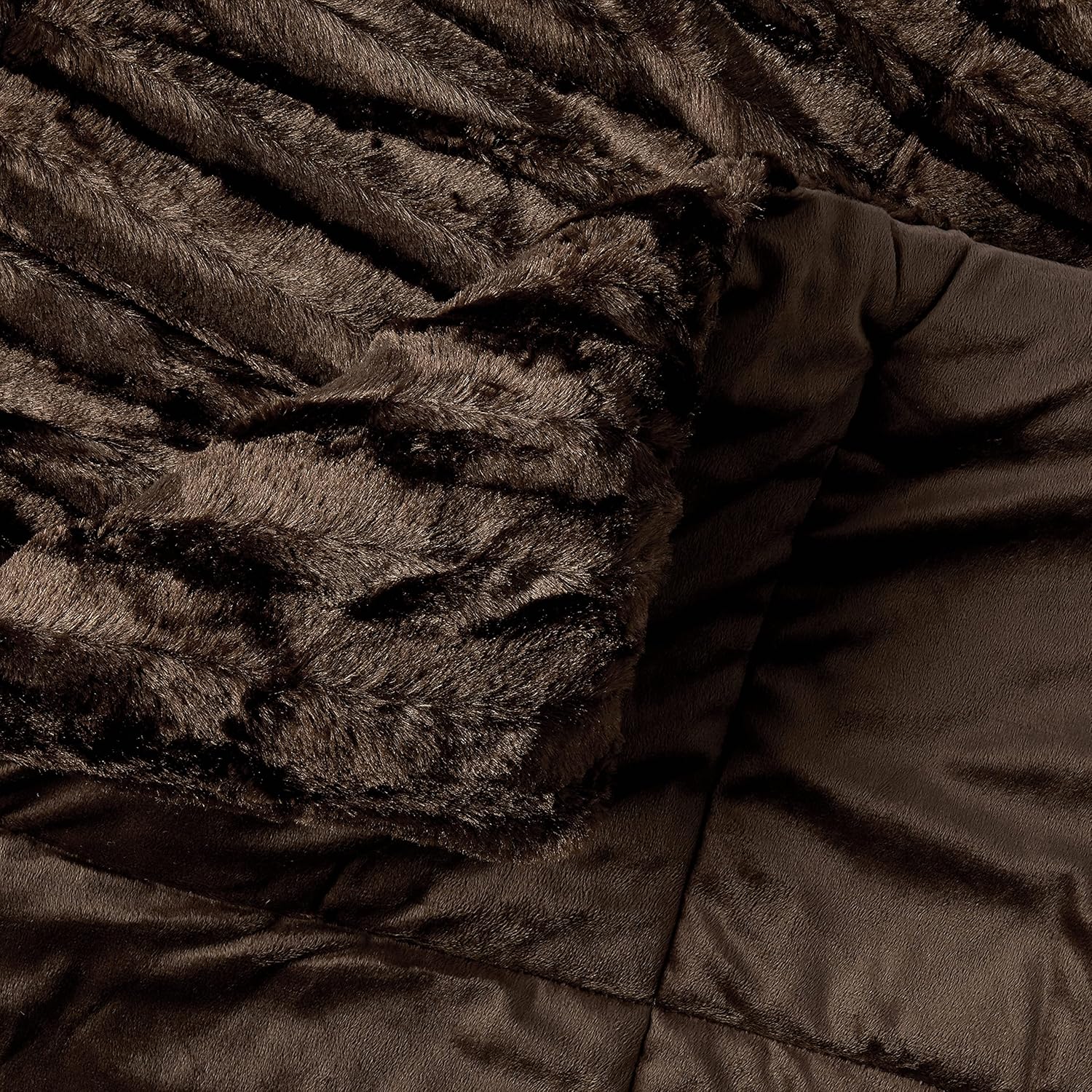 Madison Park Duke Luxe Faux Fur Reversible Comforter Set Chocolate 3 Piece